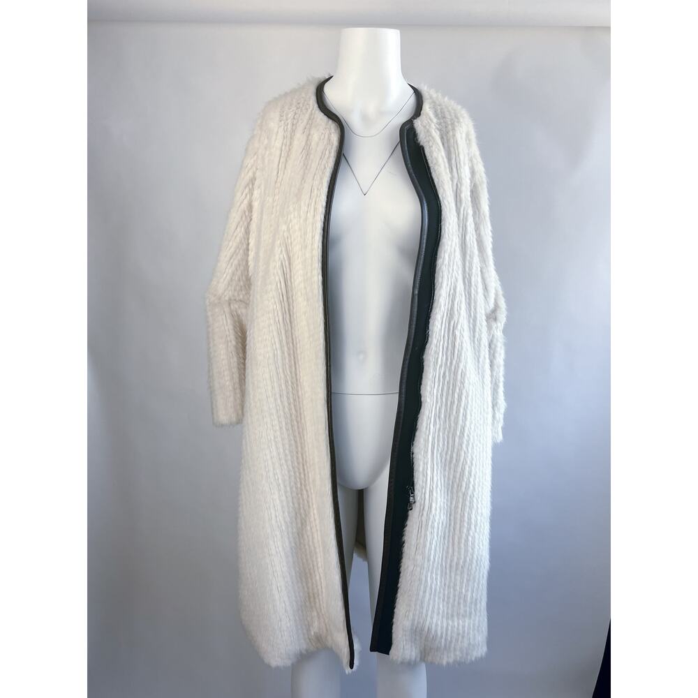 Rachel Comey Faux fur feather Coat with Leather Trim size US 0 XS